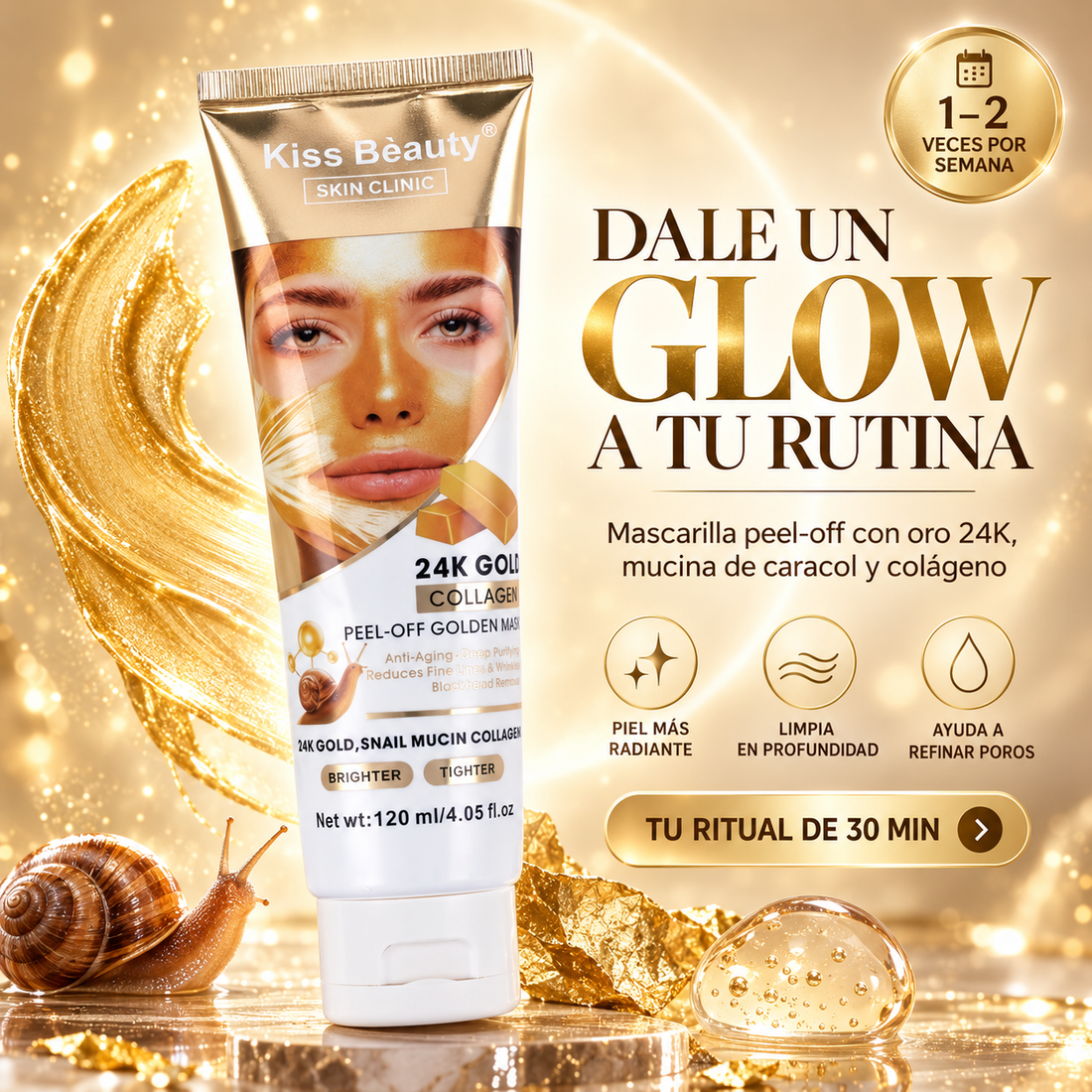 Kiss Beauty – Mascarilla facial peel-off para piel suave y radiante 120 ml
