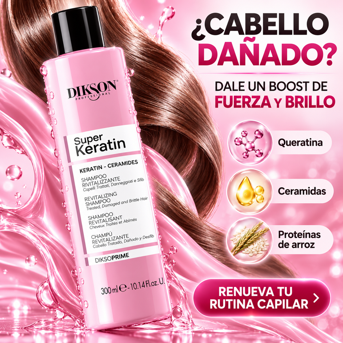 Dikson Prime – Champô Revitalizante para Cabelos Danificados 1000/300 ml