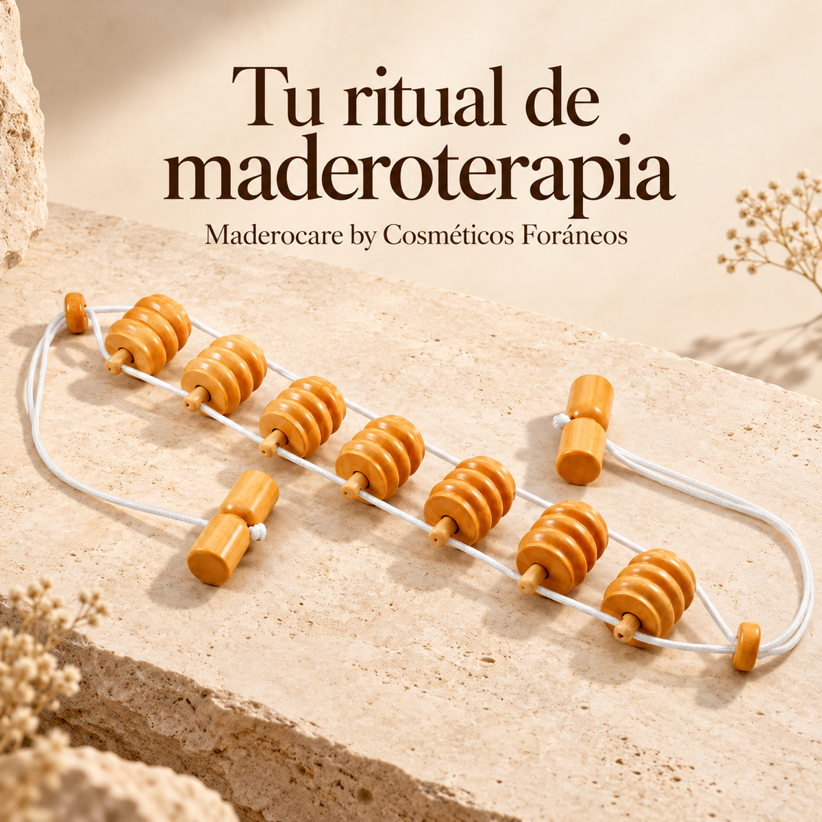 Maderocare by Cosméticos Foráneos – Cinturón de maderoterapia para masaje corporal 1 m