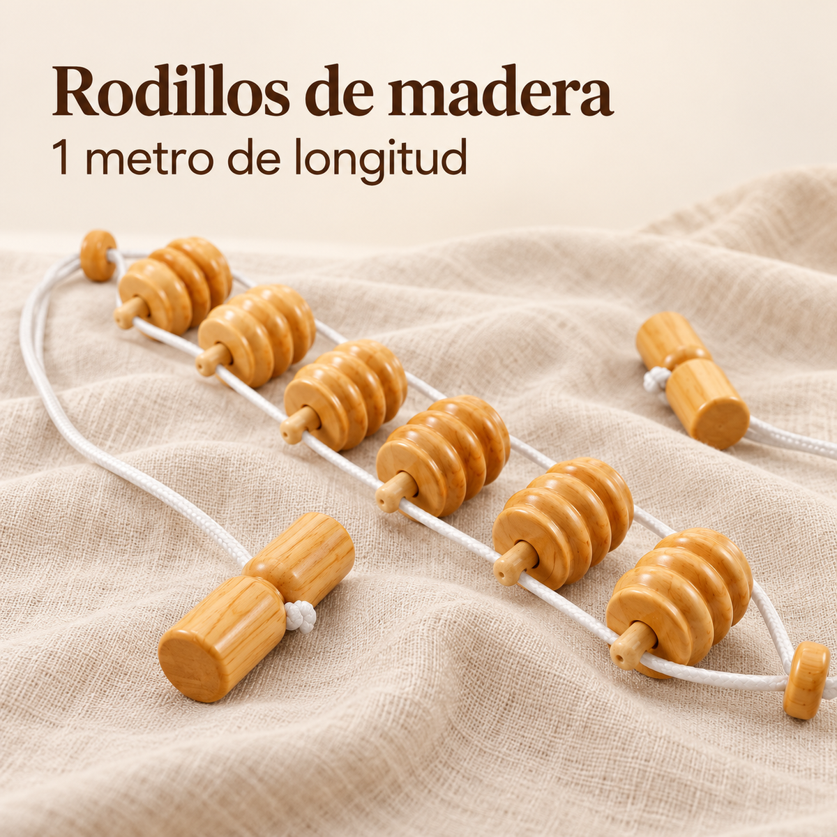Maderocare by Cosméticos Foráneos – Cinturón de maderoterapia para masaje corporal 1 m