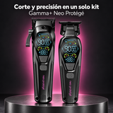 Gamma+ – Kit cortapelos profesional Neo Protégé con máquina de corte y retoque, hasta 9000 RPM