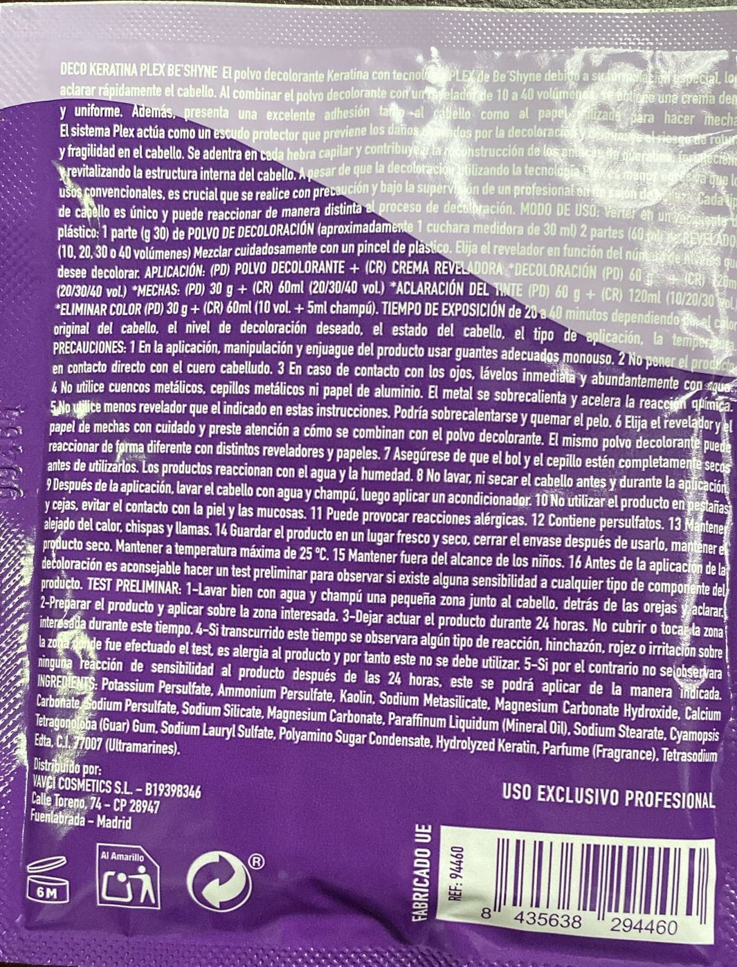 Be´Shyne®, Decoloración  Keratina Plex 30gr
