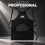 JRL Professional – Delantal de Barbero Negro con Bolsillo y Correas Ajustables