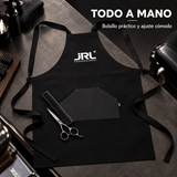 JRL Professional – Delantal de Barbero Negro con Bolsillo y Correas Ajustables