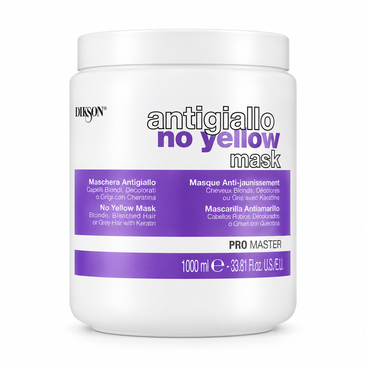 Dikson Pro Master No Yellow – Mascarilla matizante para cabello rubio y decolorado 1000 ml