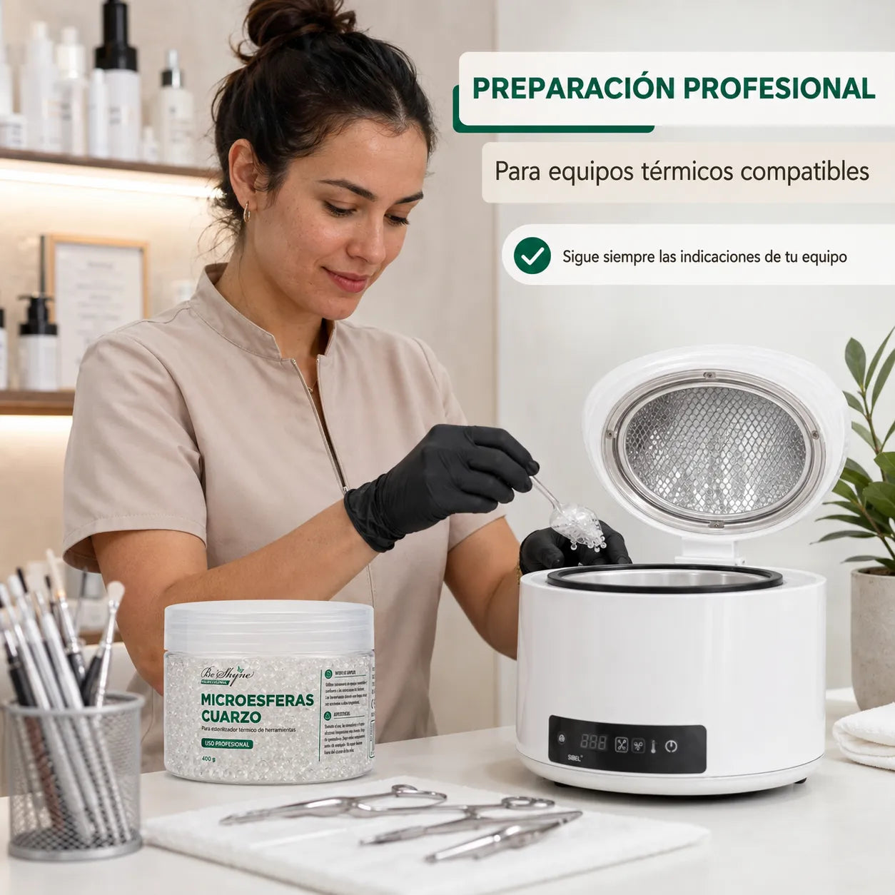 Be Shyne Professional – Microesferas para Esterilizador Térmico 400 g  2Unidades