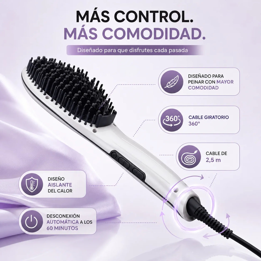 Eurostil – Cepillo alisador eléctrico Easy Styler para cabello encrespado 1 unidad