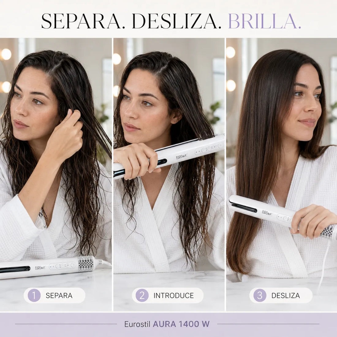 Eurostil – Secador alisador profesional AURA para un acabado natural 1400 W