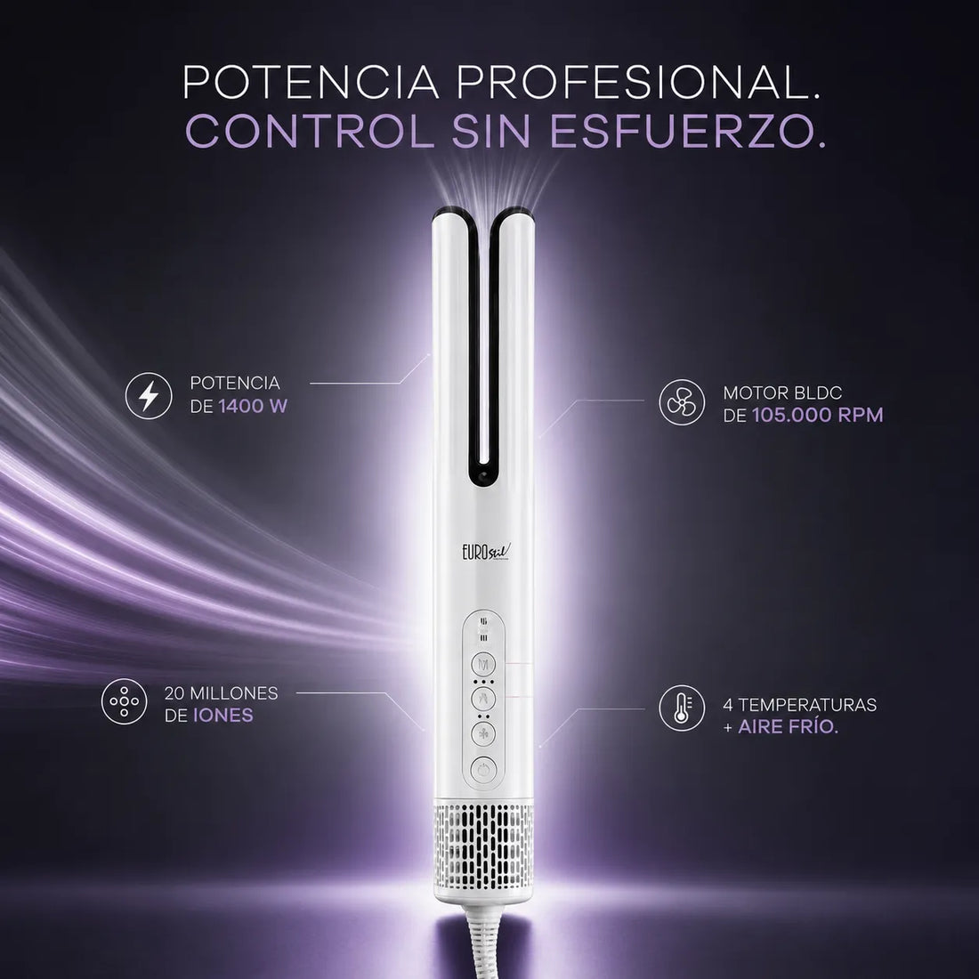Eurostil – Secador alisador profesional AURA para un acabado natural 1400 W