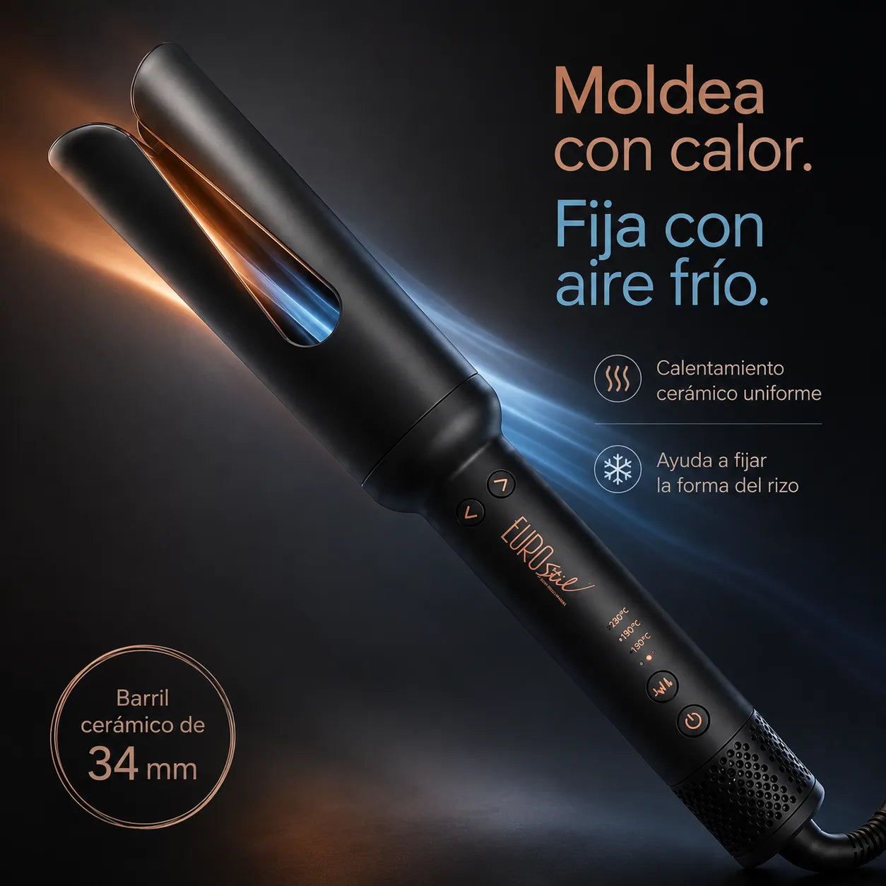 Eurostil – Rizador Automático Twister con Aire Frío 34 mm