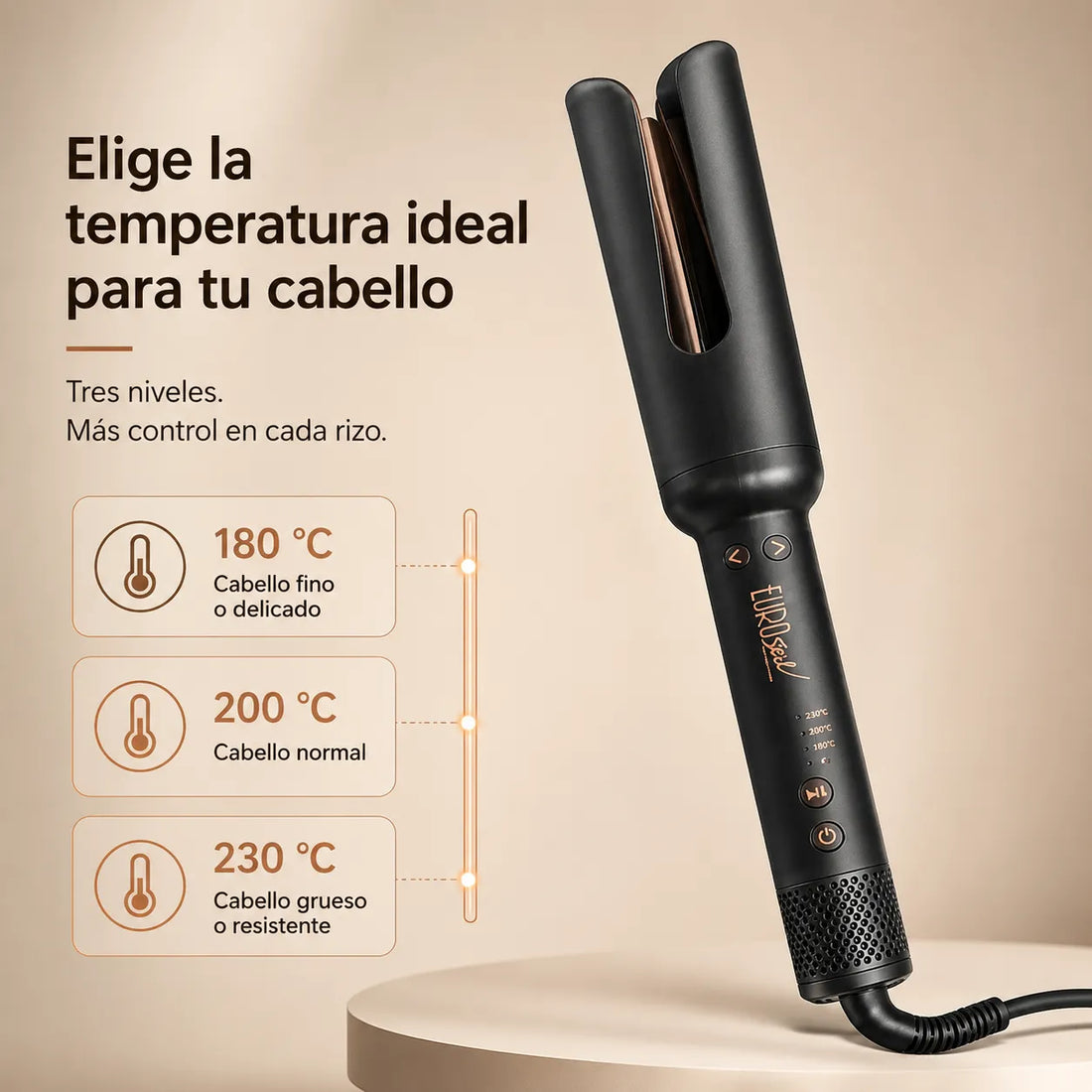 Eurostil – Rizador Automático Twister con Aire Frío 34 mm