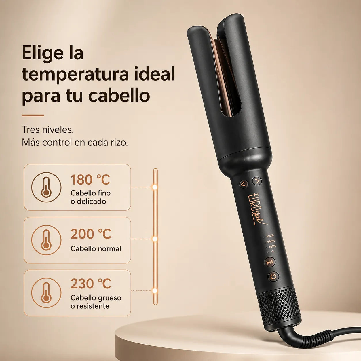 Eurostil – Rizador Automático Twister con Aire Frío 34 mm