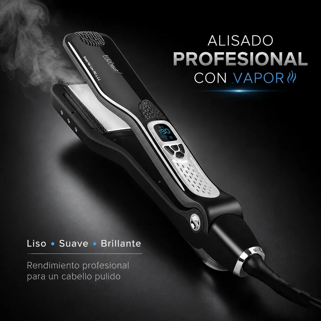 Eurostil – Plancha de Vapor para el Pelo Profesional Negra Mod. 07820
