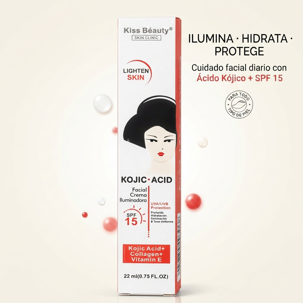 Kiss Beauty – Crema Facial Iluminadora SPF 15 para Todo Tipo de Piel 22 ml