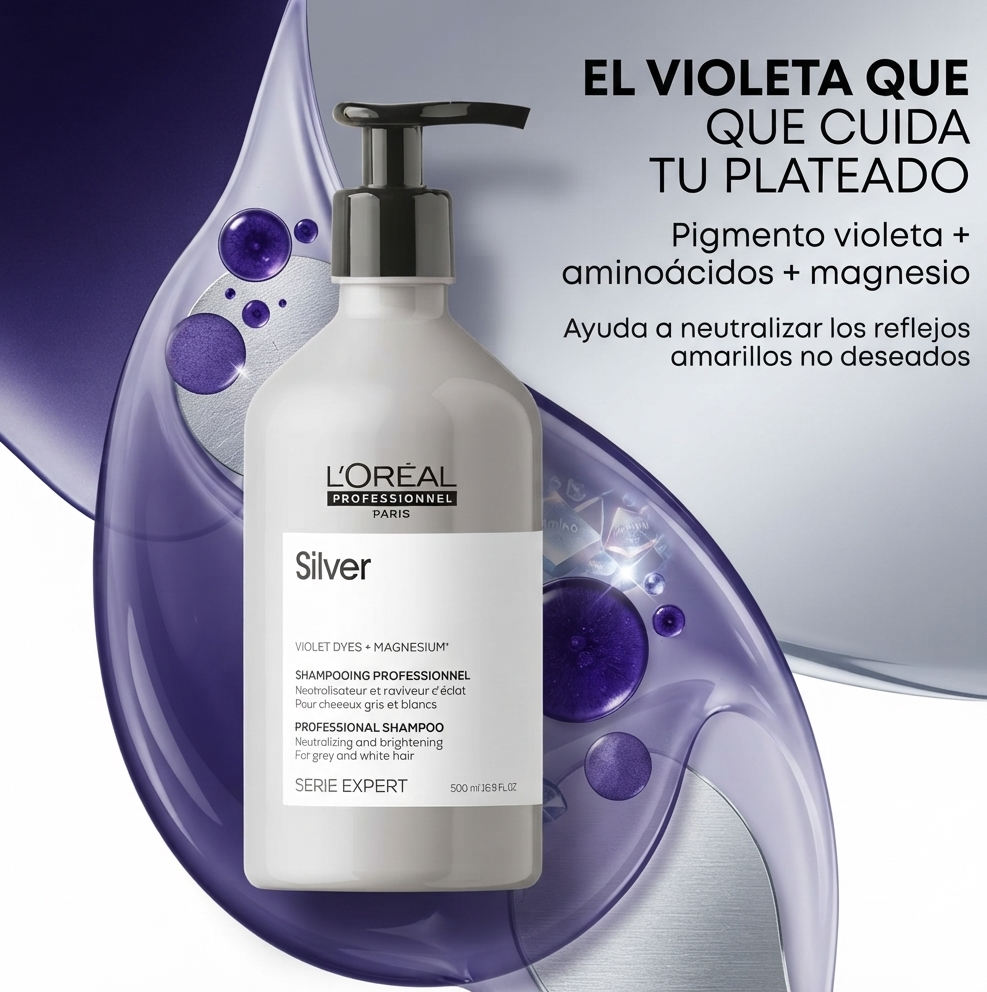L'Oréal Professionnel – Champô para Cabelos Brancos Silver Neutralizante 500 ml