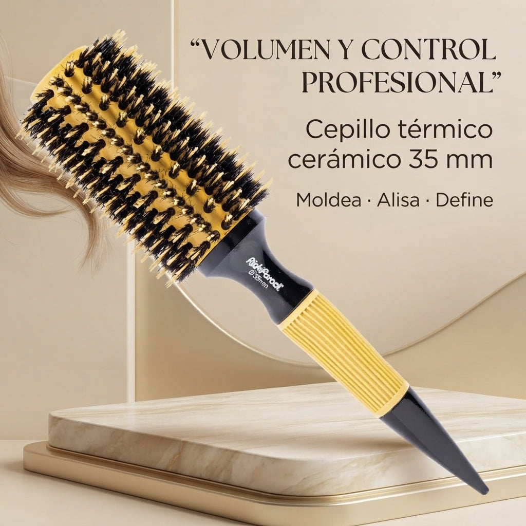 RickiParodi 35mm Gold Ceramic Round Thermal Brush.