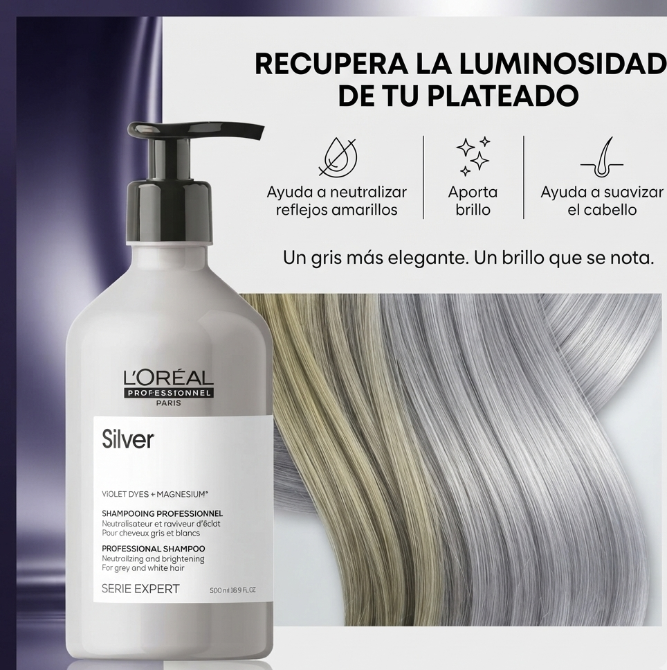 L'Oréal Professionnel – Champô para Cabelos Brancos Silver Neutralizante 500 ml