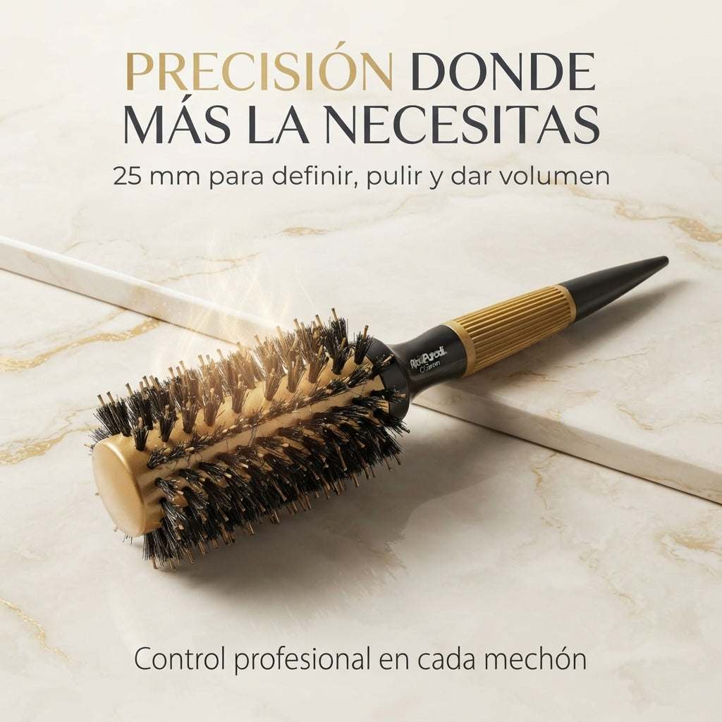 RickiParodi 25mm Gold Ceramic Round Thermal Brush.