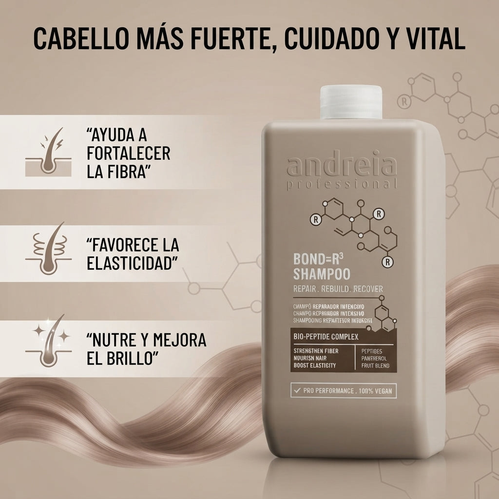 Andreia Professional – Bond=R³ Champú reparador para cabello dañado 1000ml