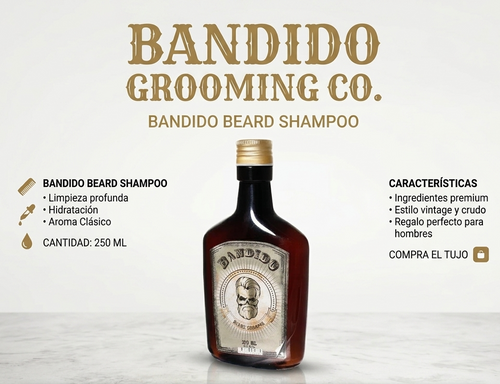 BEARD SHAMPO BANDIDO, Champú barba, 250 ml