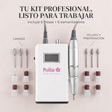 Pollié – Torno para Uñas Profesional Inalámbrico 30.000 RPM con 12 Accesorios