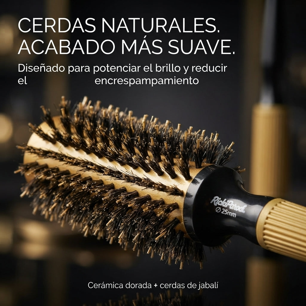 RickiParodi 25mm Gold Ceramic Round Thermal Brush.