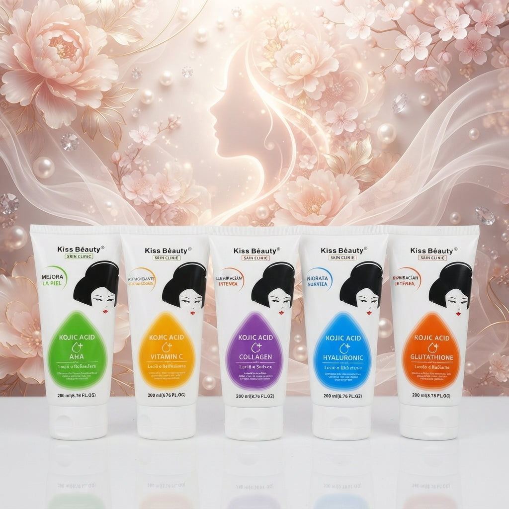 Kiss Beauty – Loción Corporal con Vitamina C / Glutatión / Ácido Hialurónico / Colágeno / AHA 200ml
