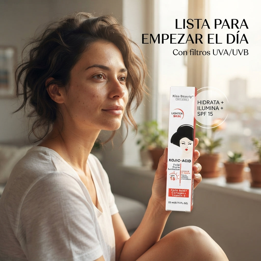 Kiss Beauty – Crema Facial Iluminadora SPF 15 para Todo Tipo de Piel 22 ml