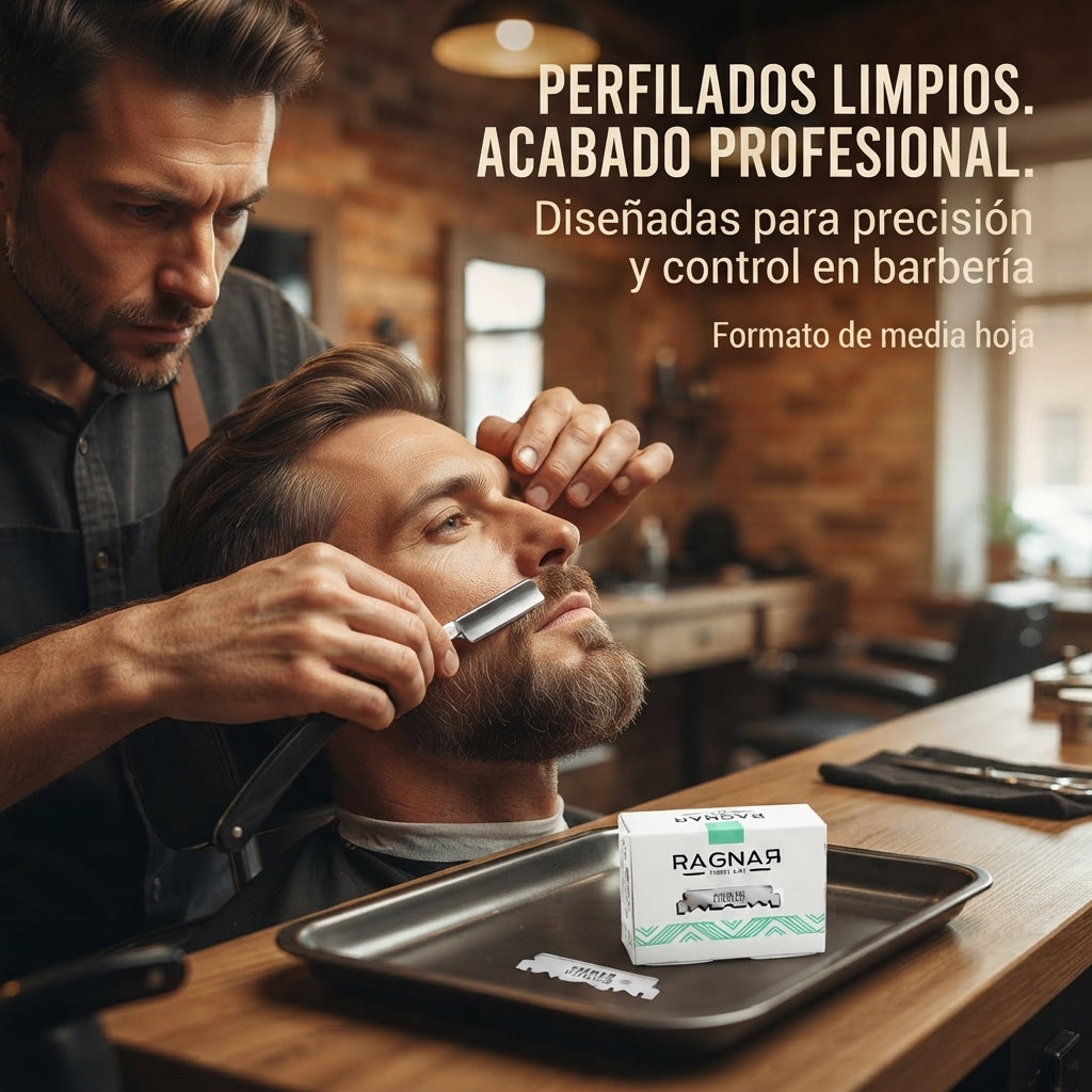 Ragnar – Cuchillas de Afeitar para Barbería de Media Hoja 100 uds