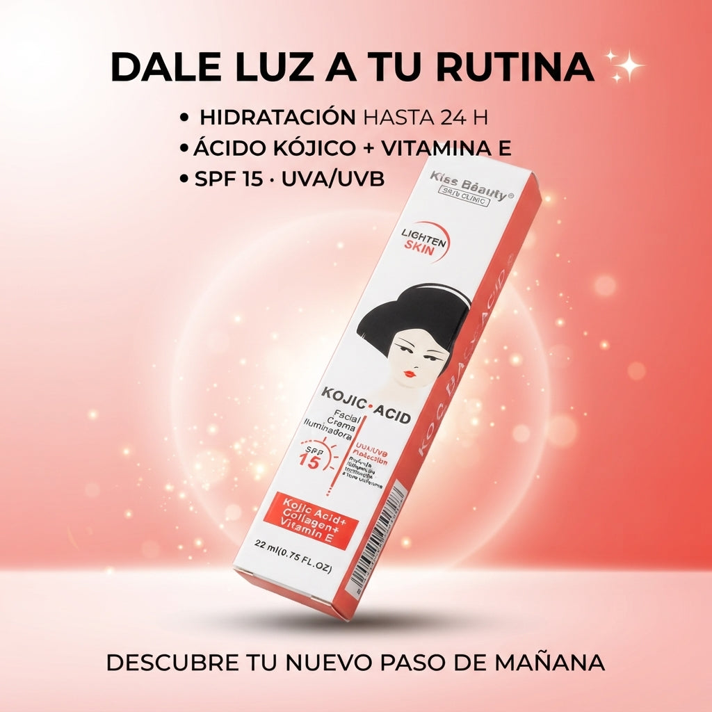 Kiss Beauty – Crema Facial Iluminadora SPF 15 para Todo Tipo de Piel 22 ml