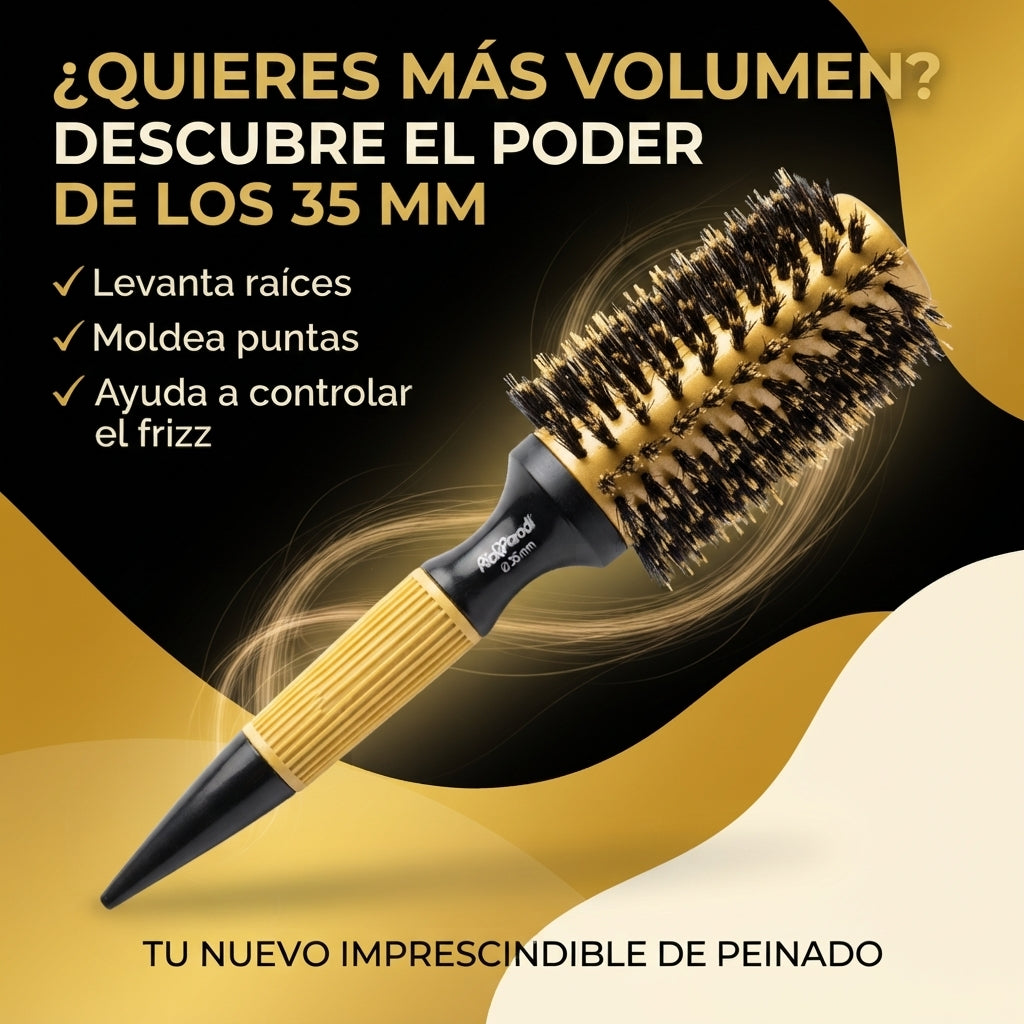 RickiParodi 35mm Gold Ceramic Round Thermal Brush.