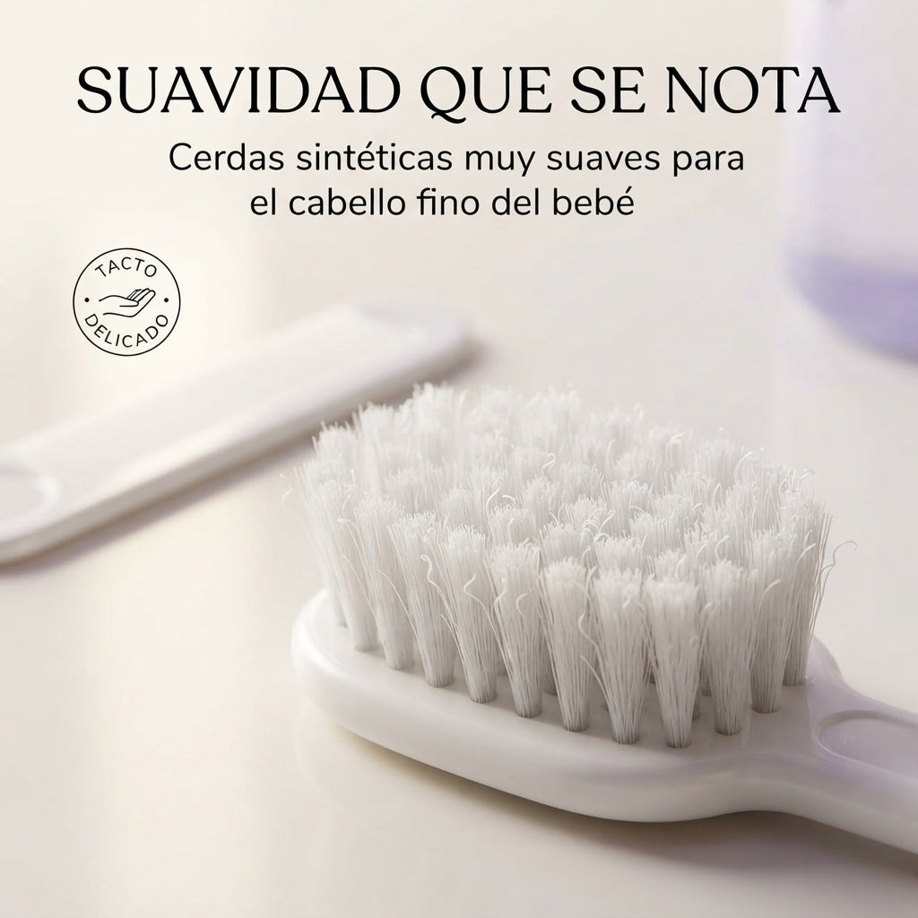 Eurostil – Cepillo y Peine para Bebé de Cerdas Suaves Blanco