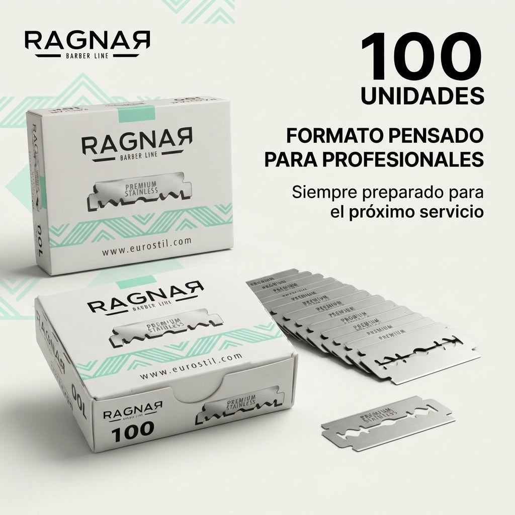 Ragnar – Cuchillas de Afeitar para Barbería de Media Hoja 100 uds