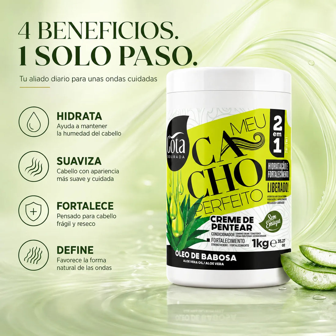Gota Dourada – Crema para Peinar Hidratante Meu Cacho Perfeito 2 en 1 1kg