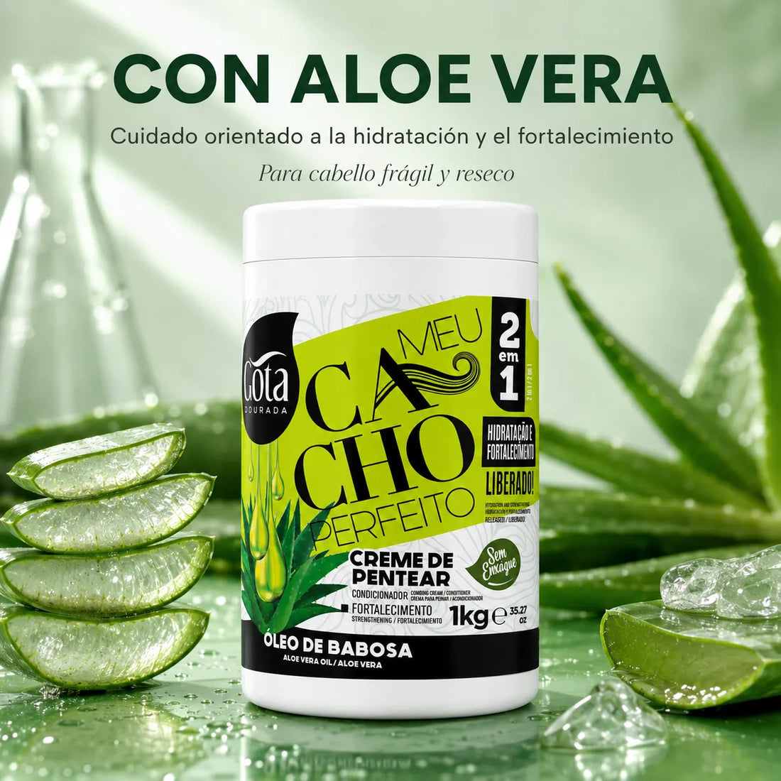 Gota Dourada – Crema para Peinar Hidratante Meu Cacho Perfeito 2 en 1 1kg