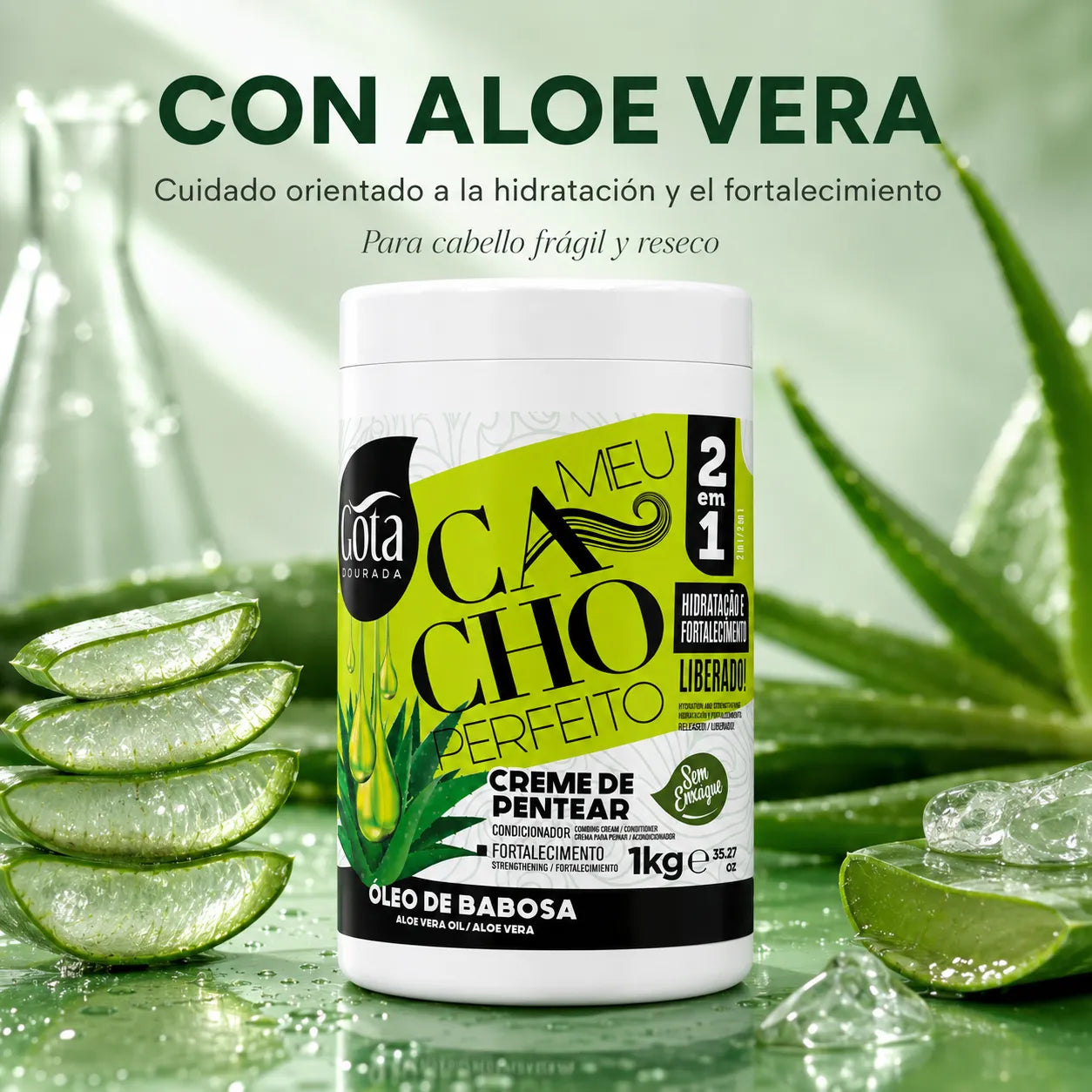 Gota Dourada – Crema para Peinar Hidratante Meu Cacho Perfeito 2 en 1 1kg