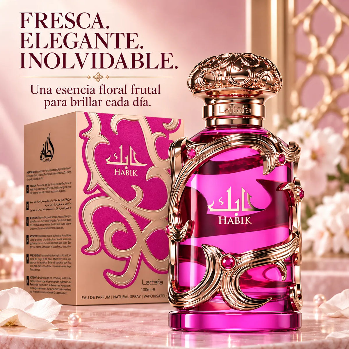 Lattafa – Perfume de Mujer Floral Frutal Habik For Women Fresco y Elegante 100 ml