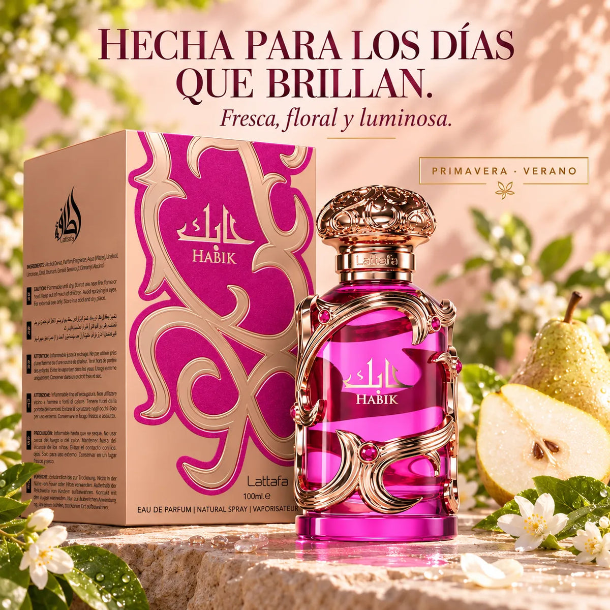 Lattafa – Perfume de Mujer Floral Frutal Habik For Women Fresco y Elegante 100 ml