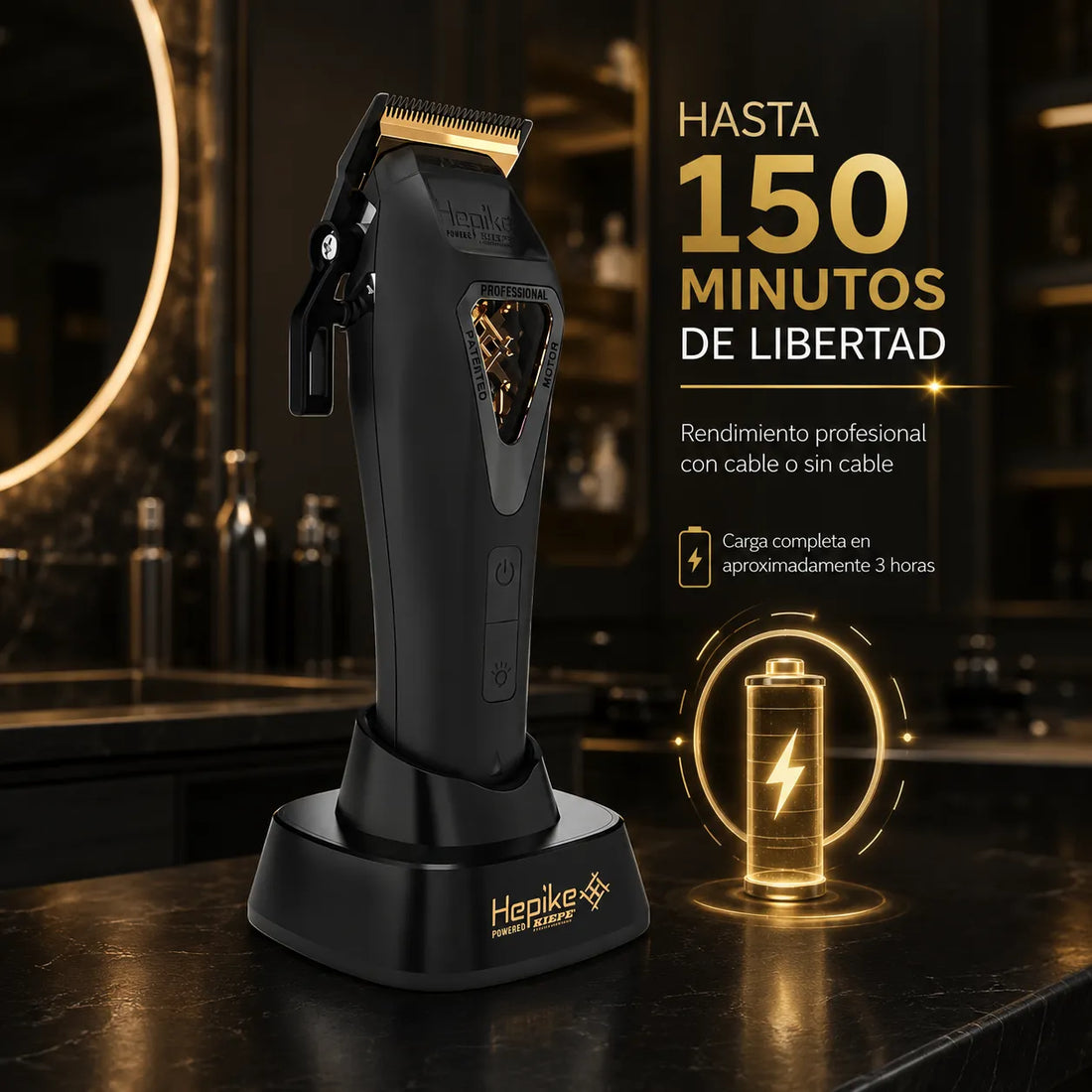 Kiepe – Máquina Cortapelo Profesional Hepike con 8 Peines Magnéticos