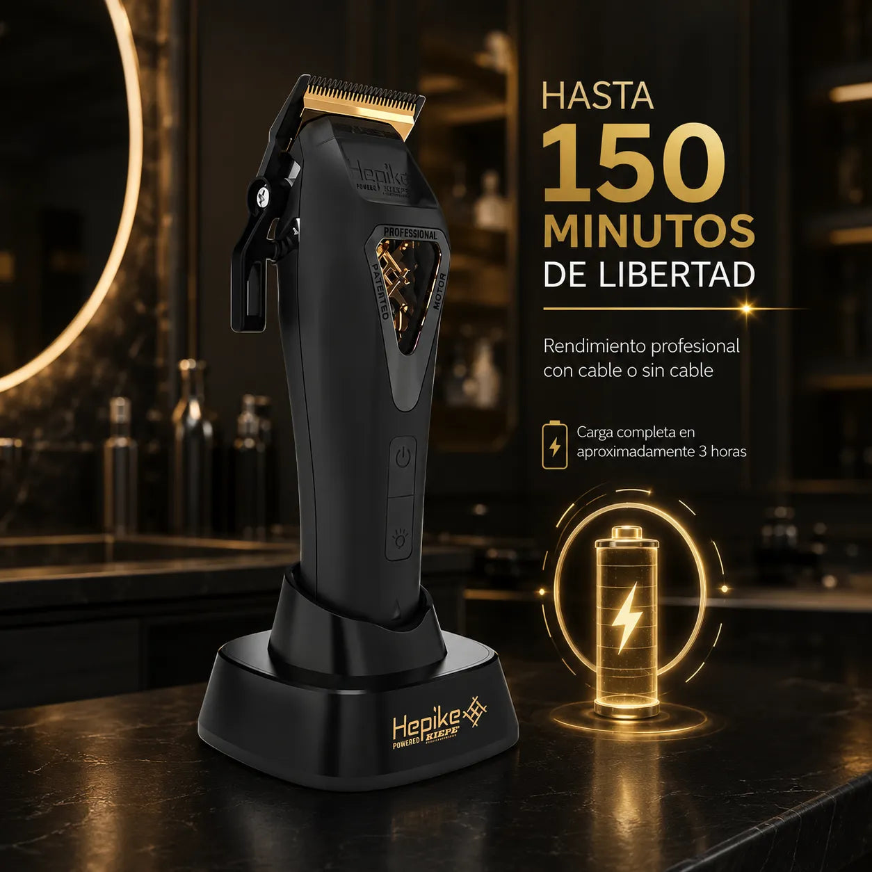 Kiepe – Máquina Cortapelo Profesional Hepike con 8 Peines Magnéticos