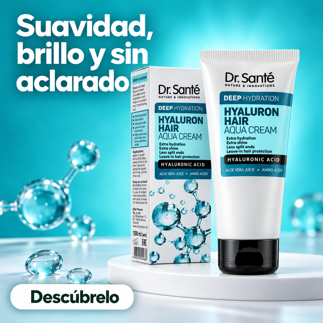 Dr. Santé – Crema capilar hidratante Hyaluron Hair sin aclarado 100 ml