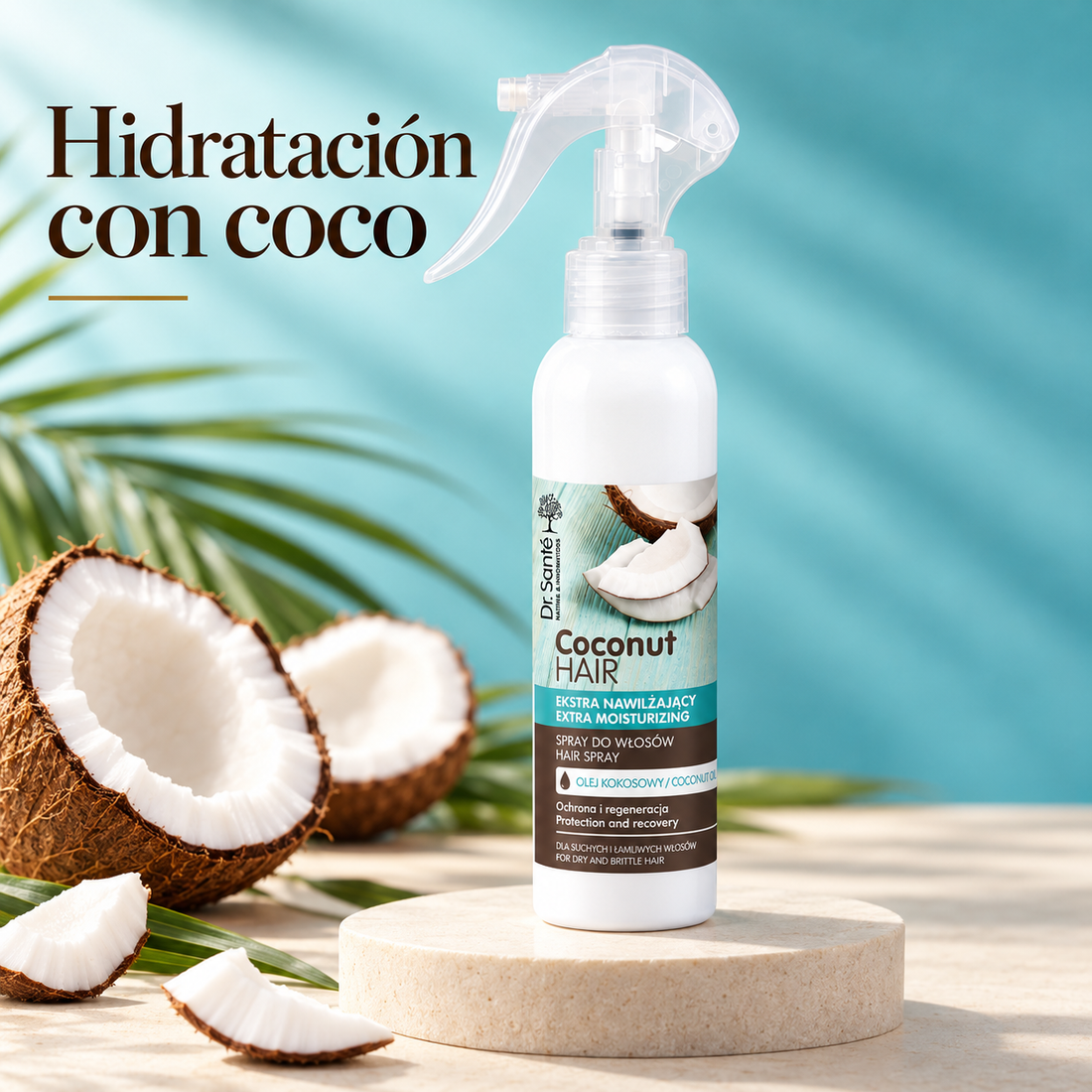 Dr. Santé – Spray capilar hidratante de coco para cabello seco y quebradizo 150 ml