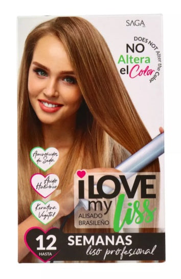 Saga Pro Kit I Love My Liss Alisado Brasileño (Tratamineto+Champú+Spray)