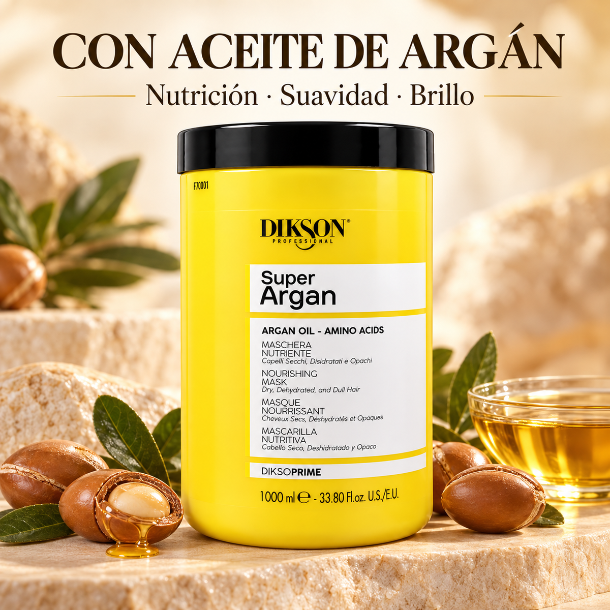Dikson – Mascarilla para cabello seco Super Argan nutritiva 1000 ml