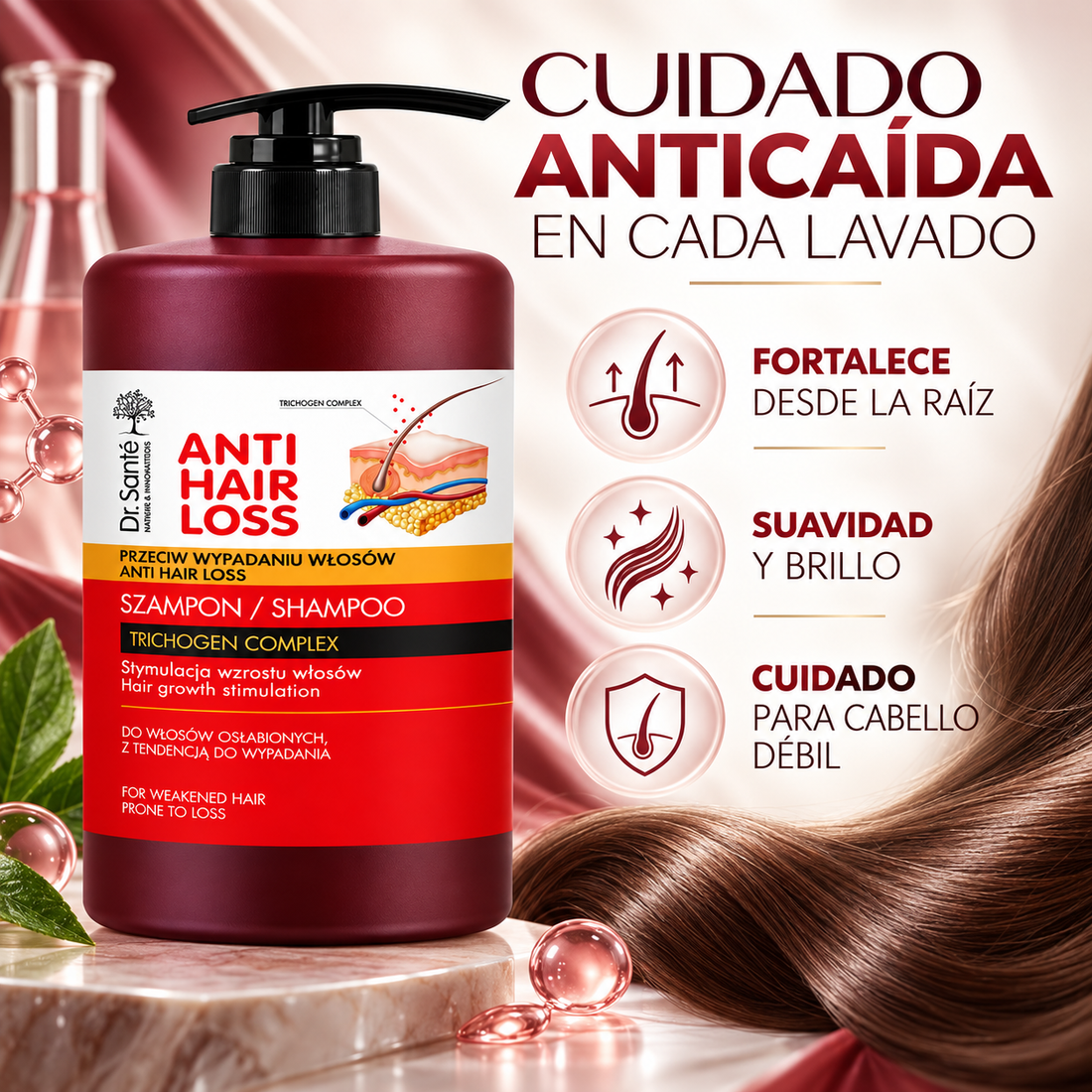 Dr. Santé ® Champô Complexo Trichogen, antiqueda 1L.
