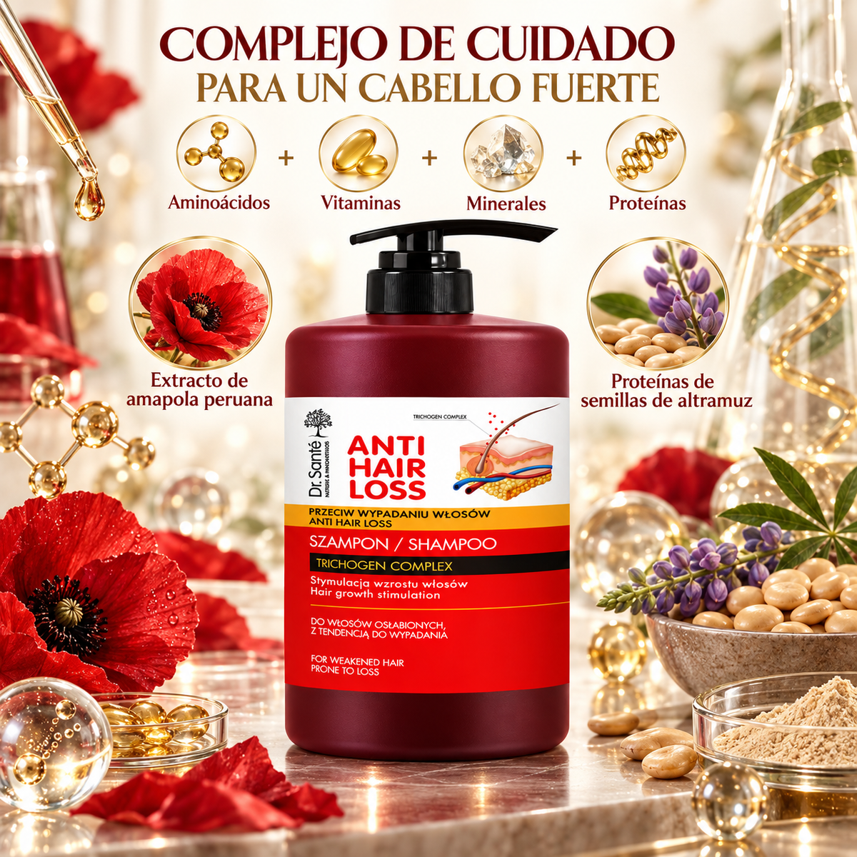 Dr. Santé ® Champô Complexo Trichogen, antiqueda 1L.