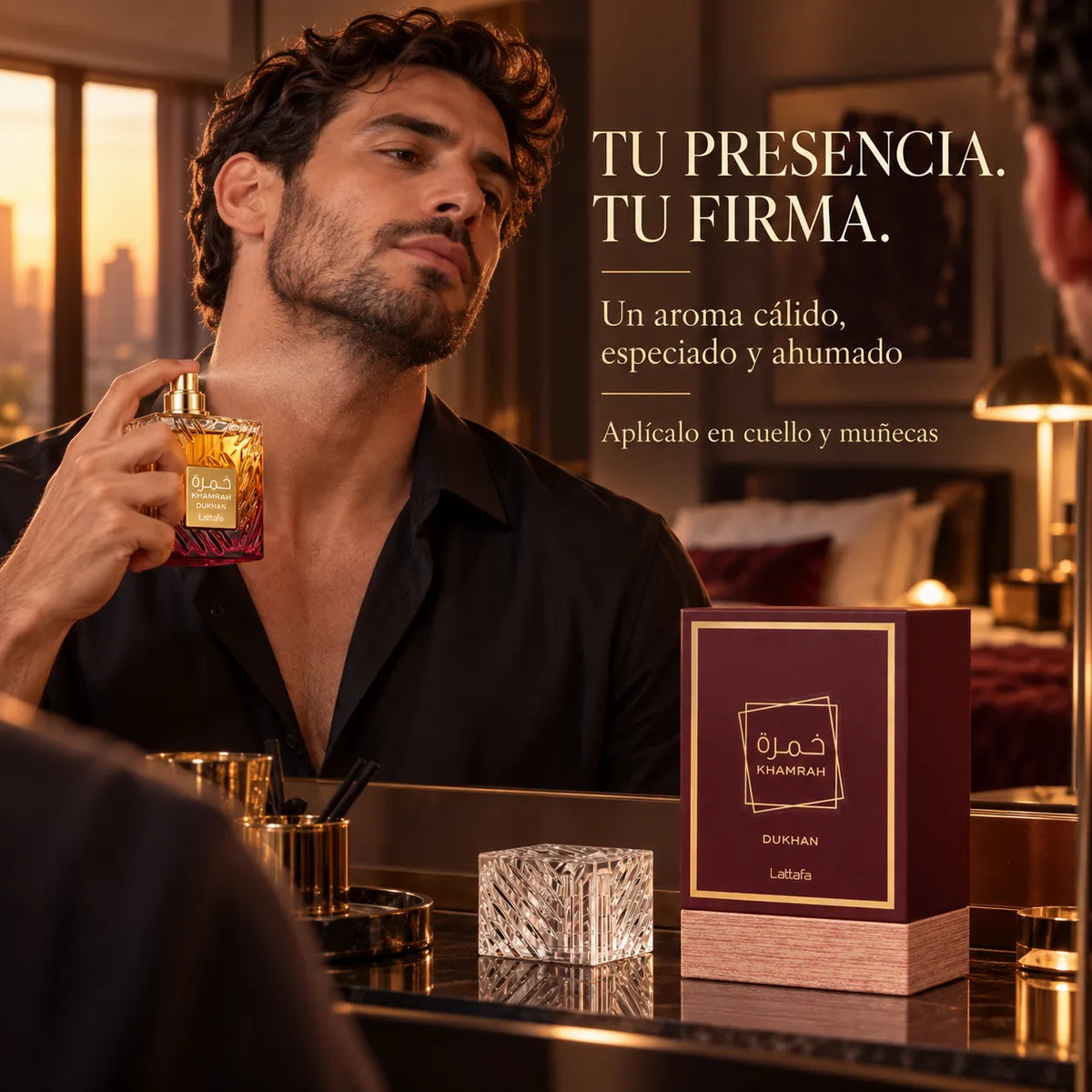 Lattafa – Perfume unisex Khamrah Dukhan EDP especiado y ahumado 100 ml