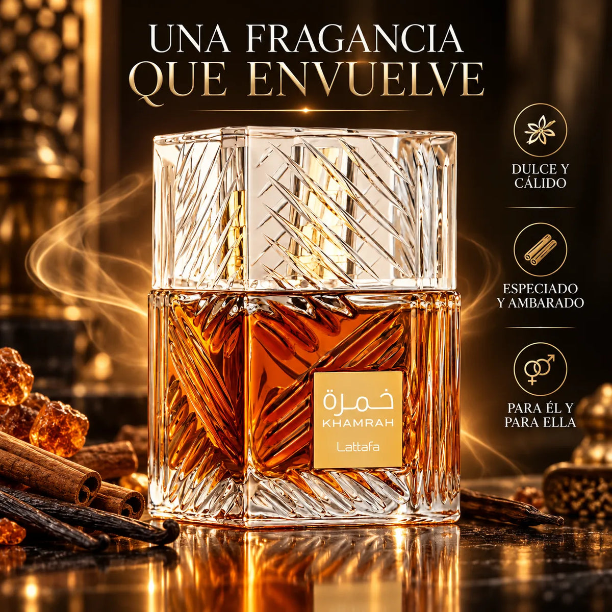 Lattafa – Perfume Unisex Khamrah Dulce y Especiado 100 ml