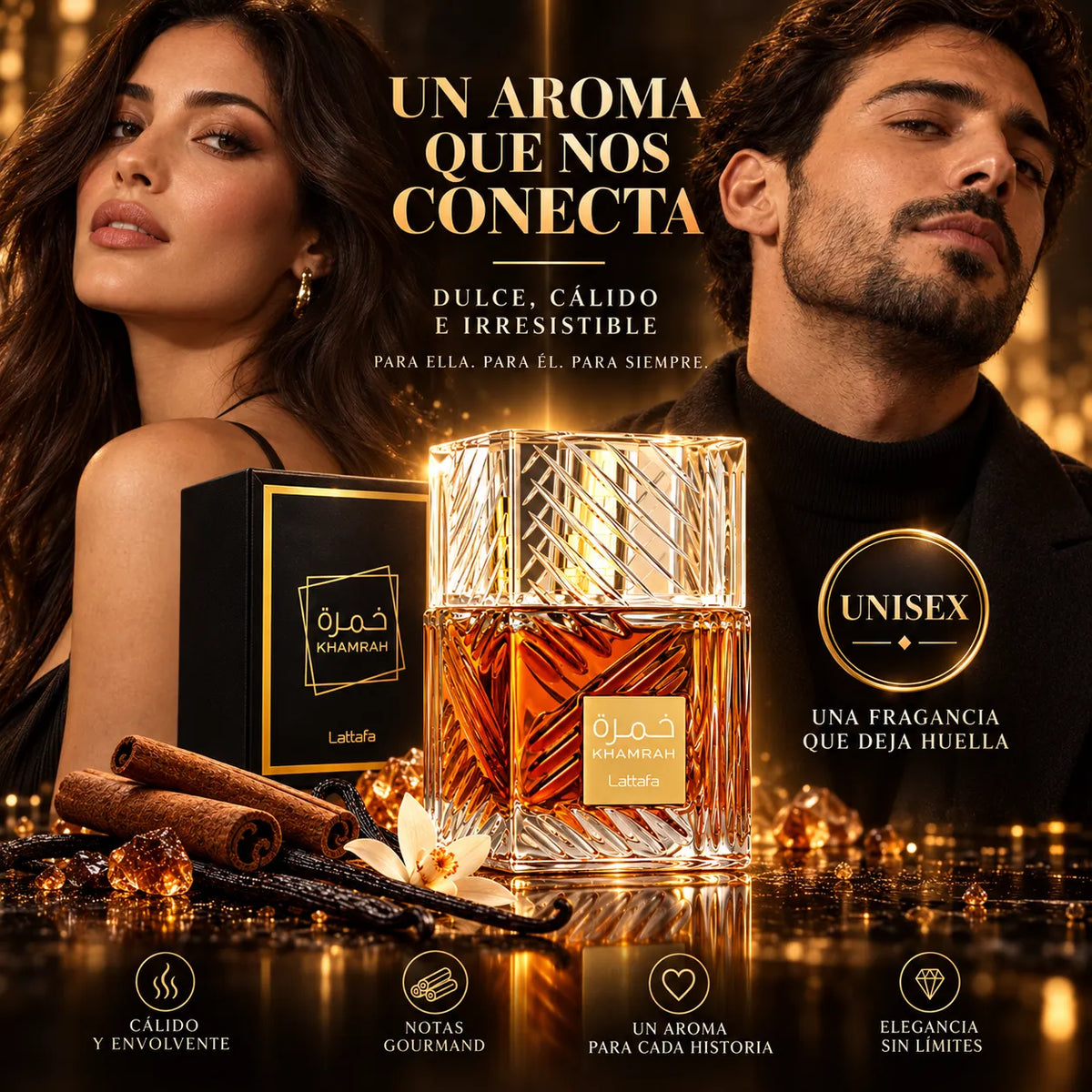 Lattafa – Perfume Unisex Khamrah Dulce y Especiado 100 ml