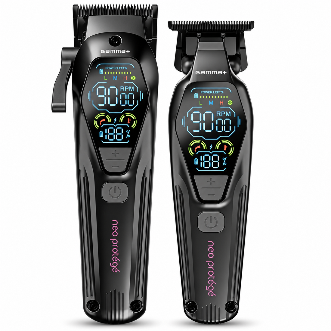 Gamma+ – Kit cortapelos profesional Neo Protégé con máquina de corte y retoque, hasta 9000 RPM